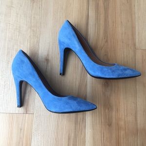 Isaac Mizrahi blue suede heels 8.5 new